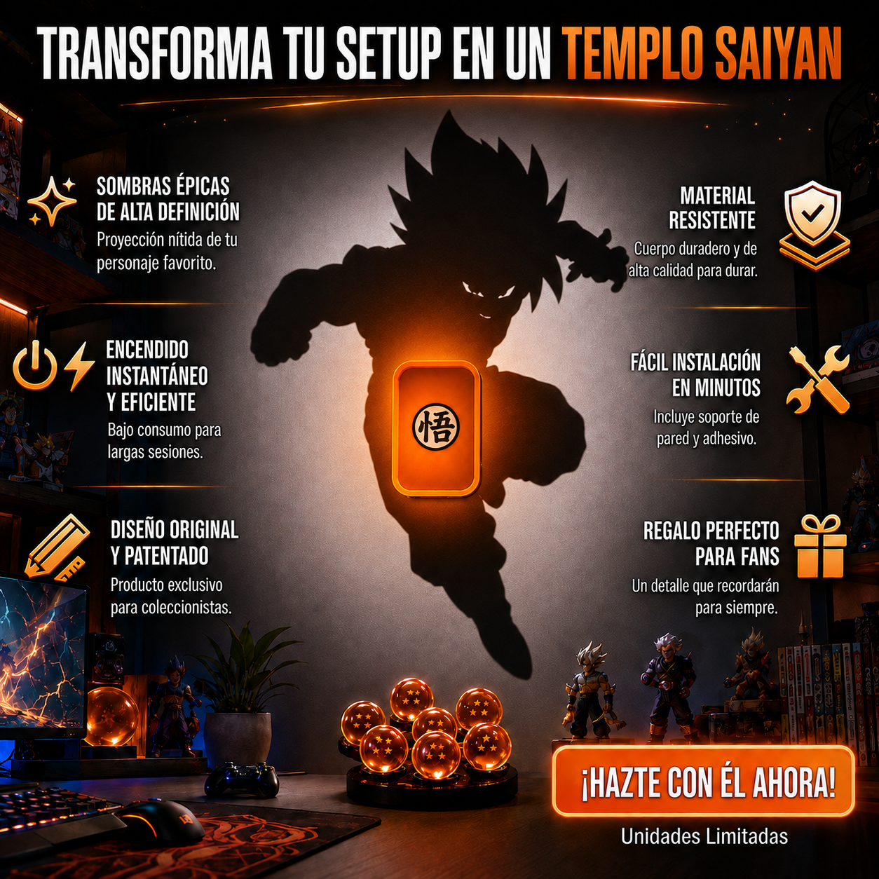 Lampara proyector LED Goku